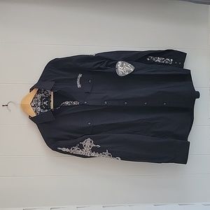 Rock and roll button-down embroidered shirt